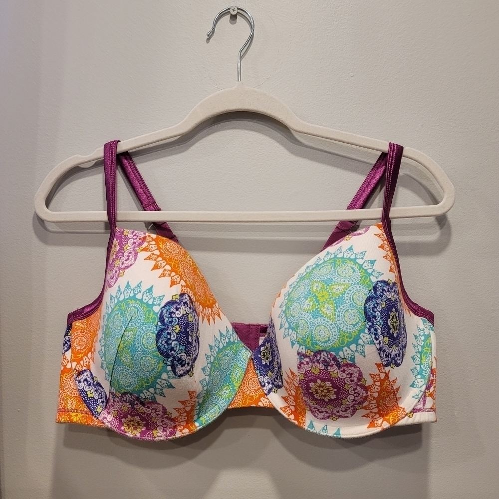 Sz 42DDD Colorful Medallion Print Cacique Padded Underwire Bra